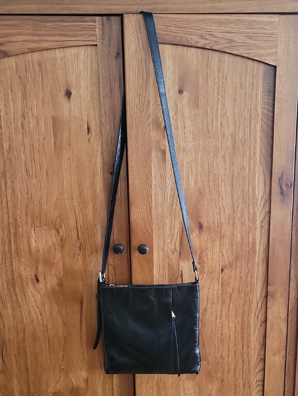 Hobo Classic Black Leather Crossbody Bag